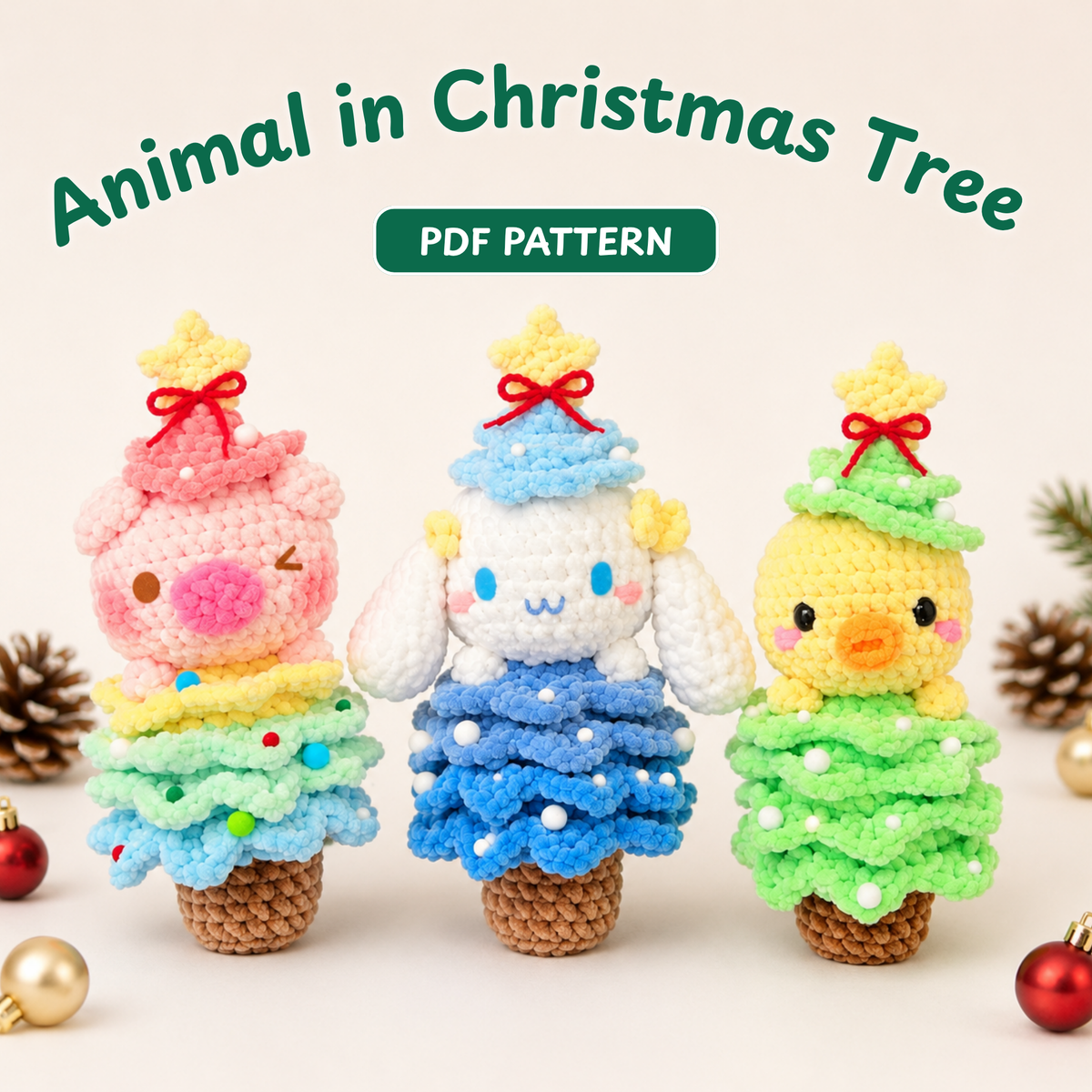 Animal in Christmas Tree Crochet Pattern
