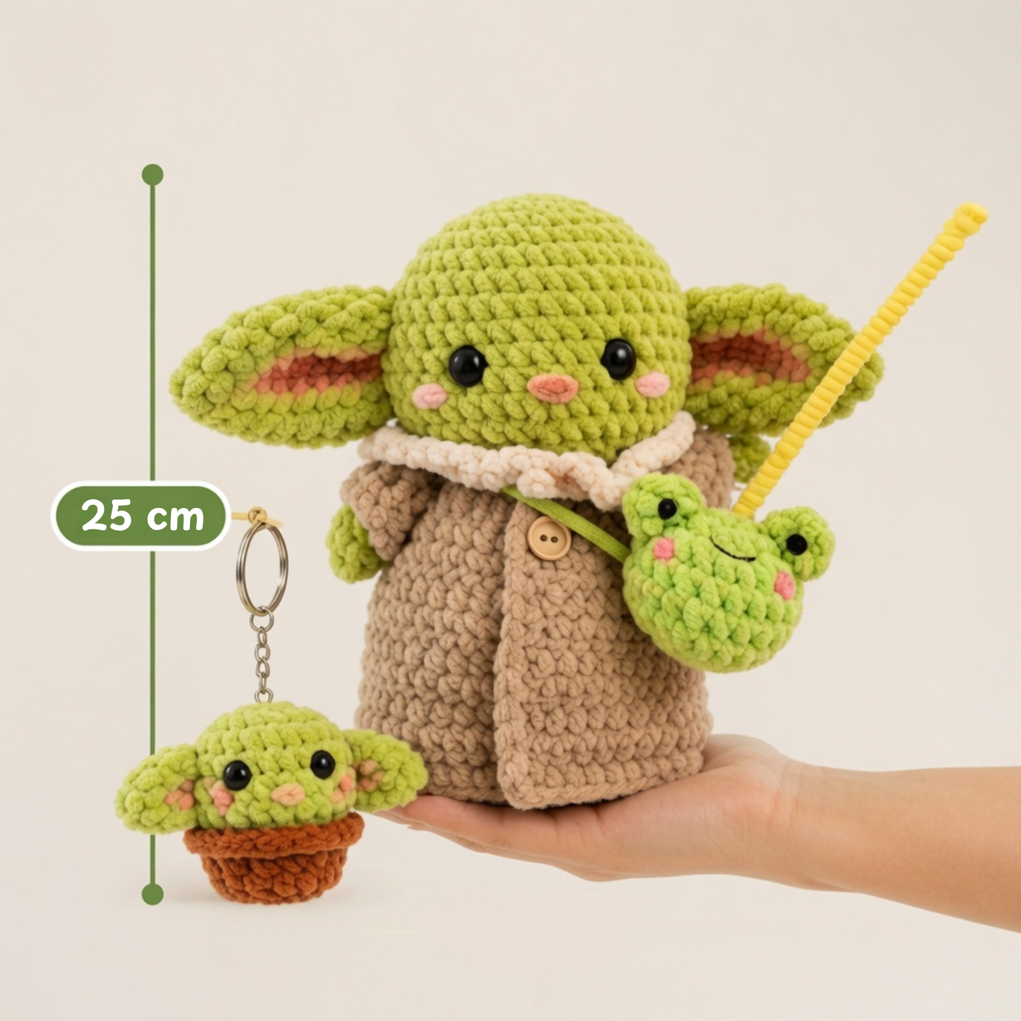 Crochet Baby Alien Pattern (2-in-1, with Frog Buddy and Keychain)