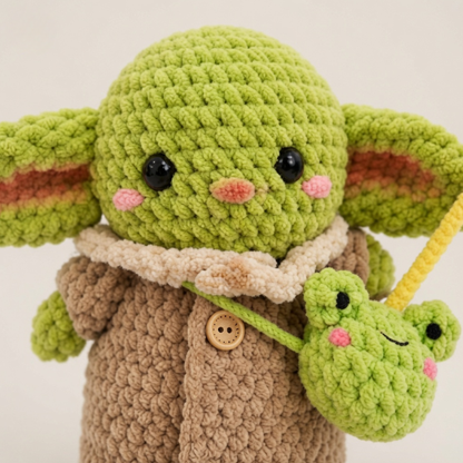 Crochet Baby Alien Pattern (2-in-1, with Frog Buddy and Keychain)
