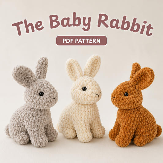 Crochet One-Piece Baby Rabbit Pattern (13cm, 17cm with Ears)