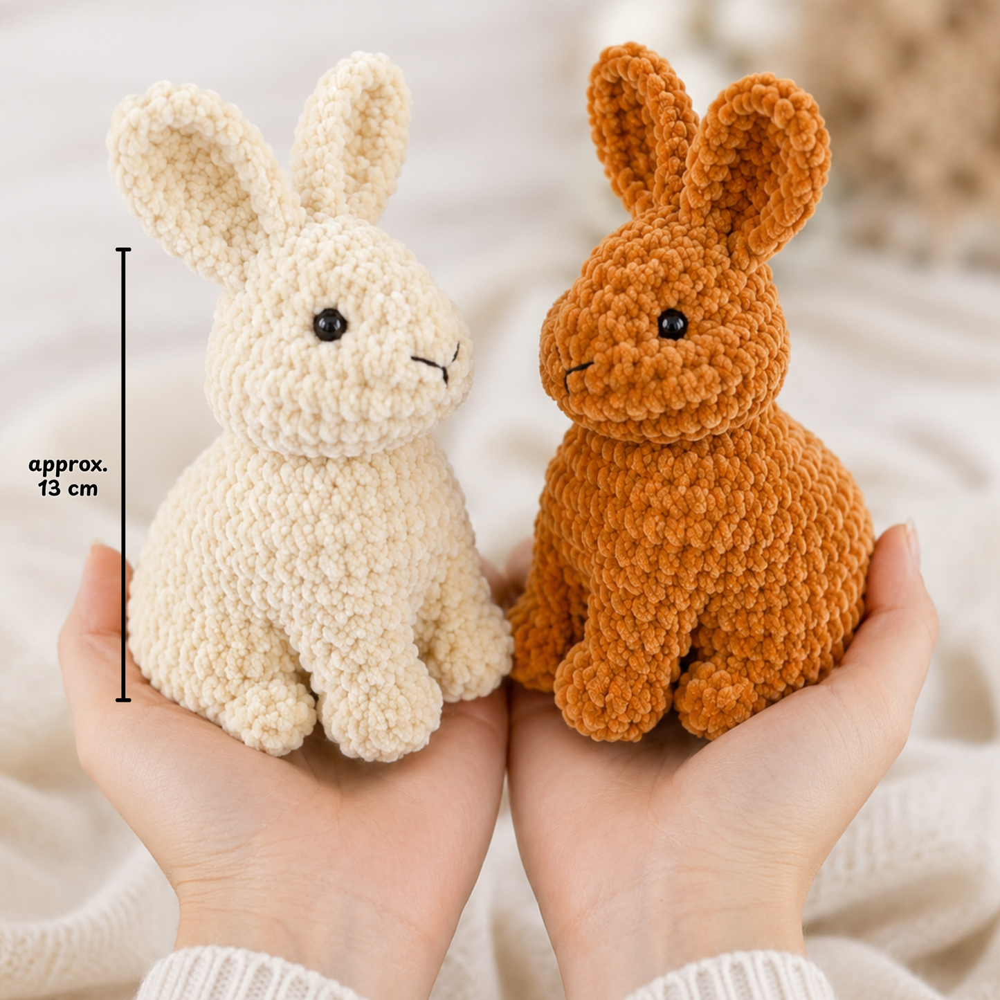 Crochet One-Piece Baby Rabbit Pattern (13cm, 17cm with Ears)