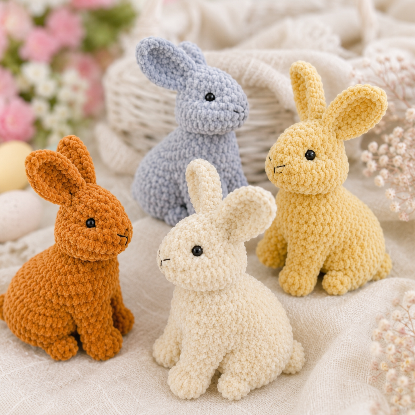 Crochet One-Piece Baby Rabbit Pattern (13cm, 17cm with Ears)