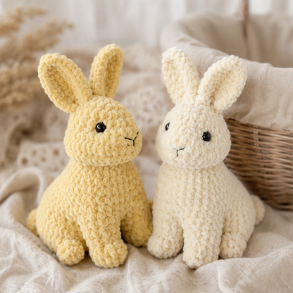 Crochet One-Piece Baby Rabbit Pattern (13cm, 17cm with Ears)