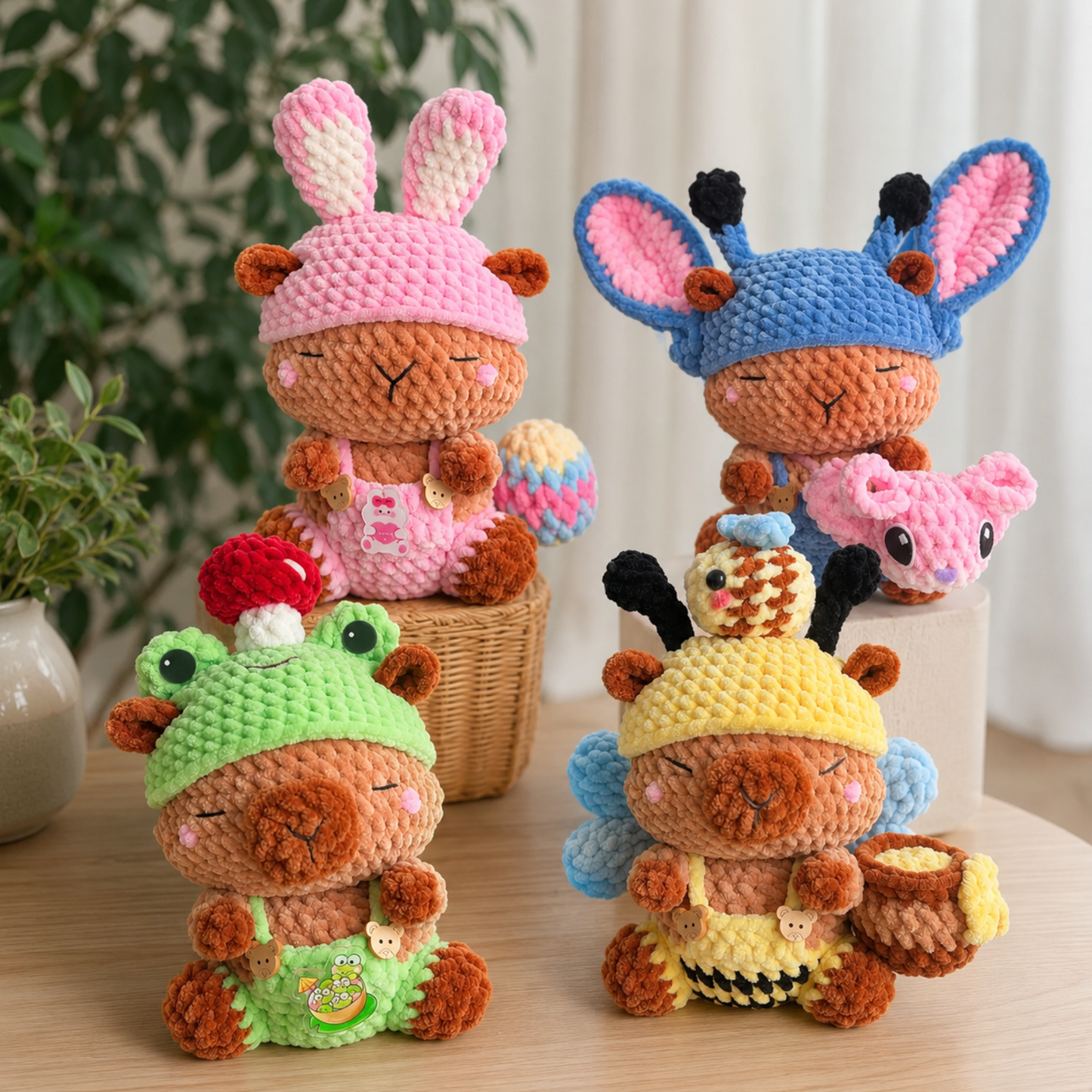 Crochet 4-in-1 Capybara Pattern (Bunny, Frog, Stitch, Bee)