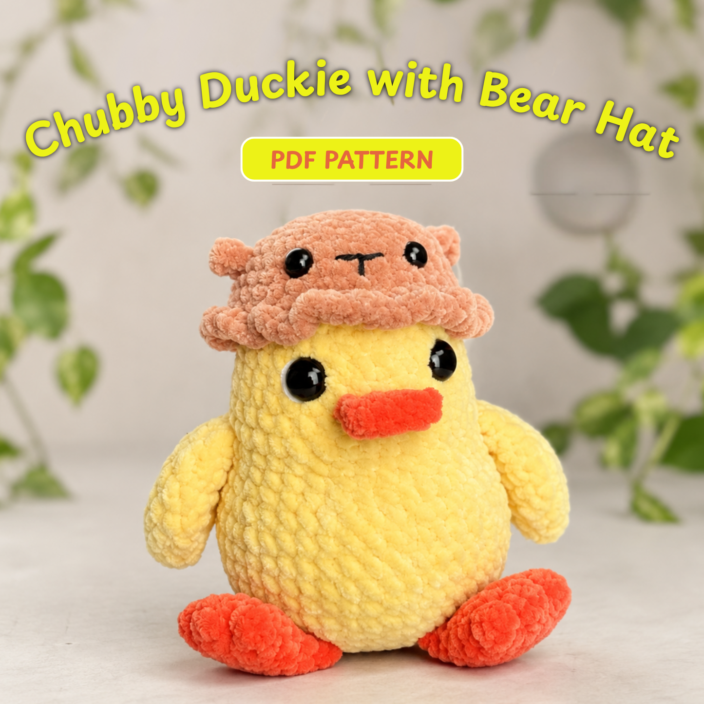 Crochet Chubby Duckie with Bear Hat Pattern