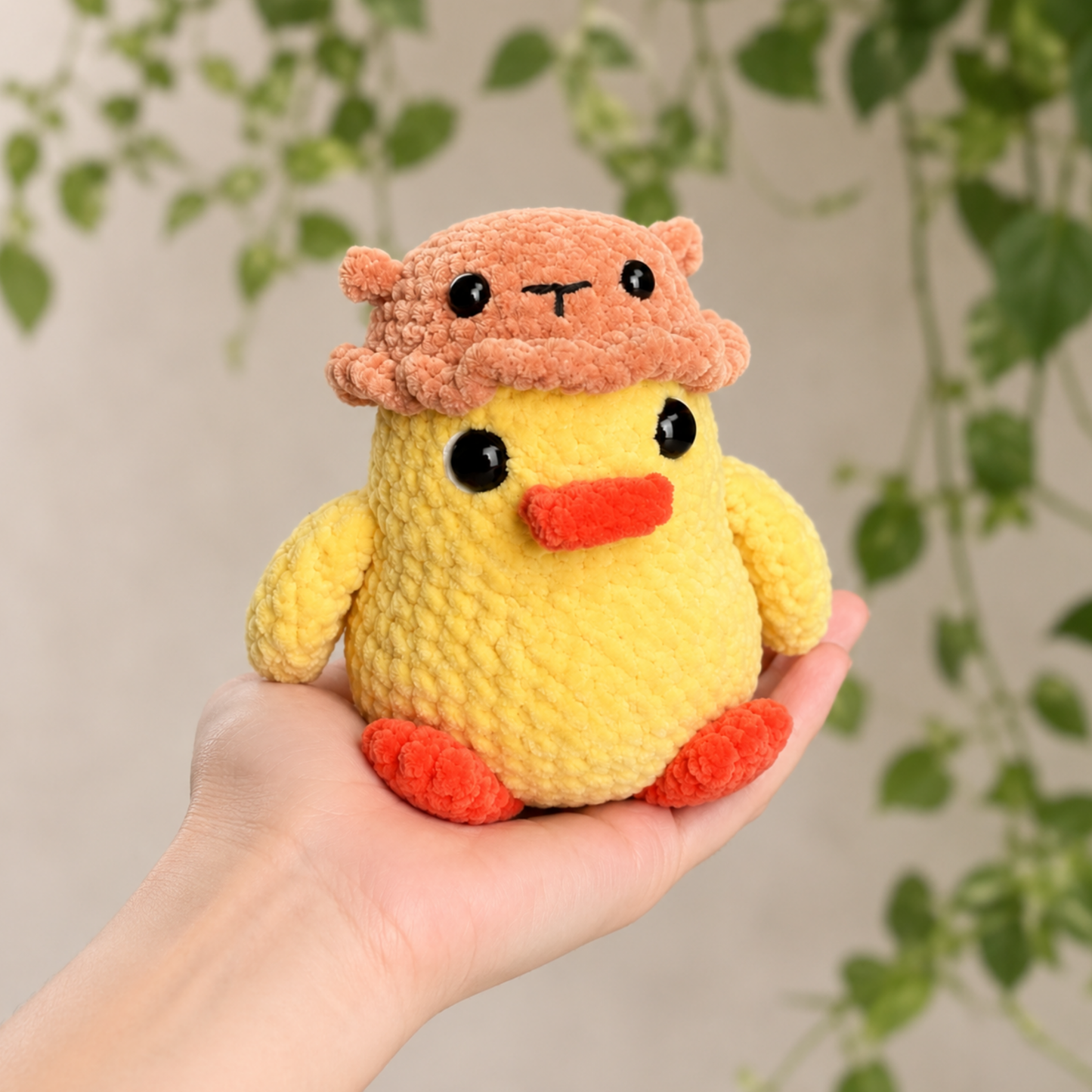 Crochet Chubby Duckie with Bear Hat Pattern