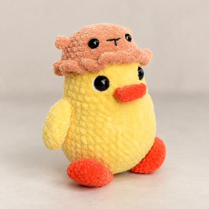 Crochet Chubby Duckie with Bear Hat Pattern