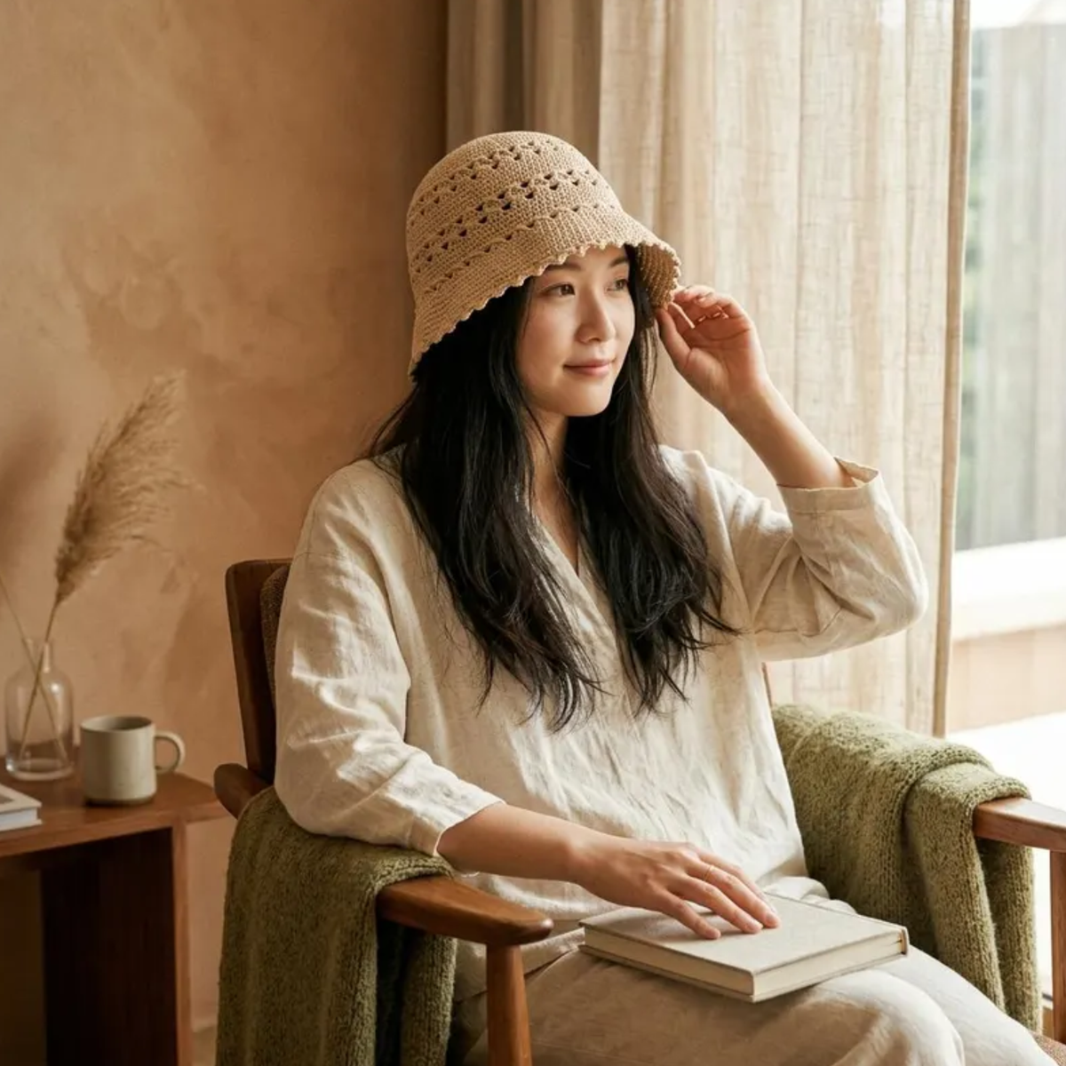 Crossed Lace Sun Summer Hat Crochet Pattern