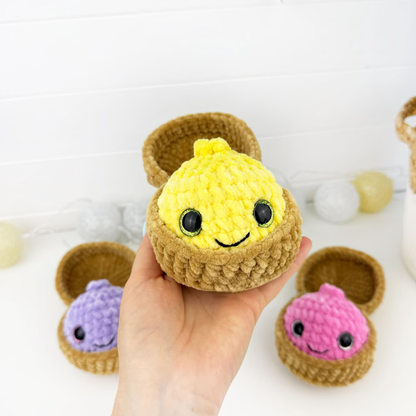 Dumpling & Steamer No-Sew Amigurumi Crochet Pattern