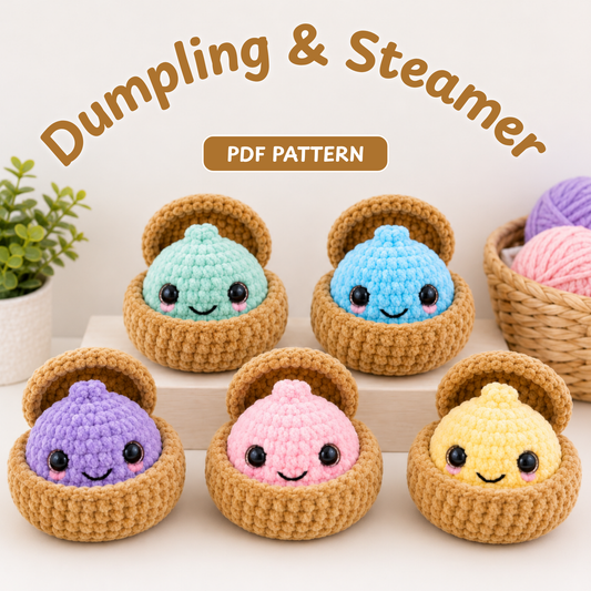 Dumpling & Steamer No-Sew Amigurumi Crochet Pattern