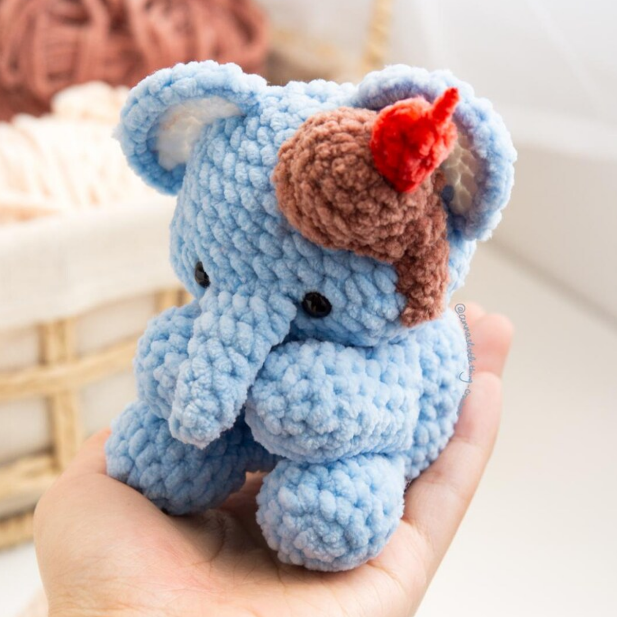 Emett the Elephant and Ice Cream Amigurumi Crochet Pattern