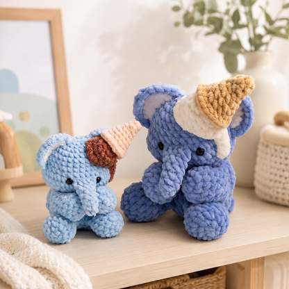 Emett the Elephant and Ice Cream Amigurumi Crochet Pattern