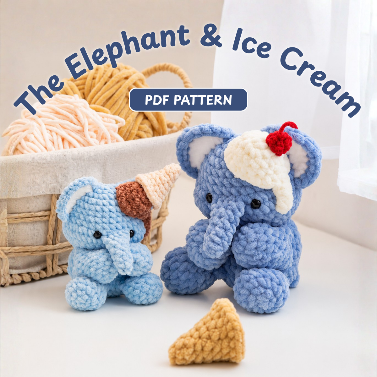 Emett the Elephant and Ice Cream Amigurumi Crochet Pattern