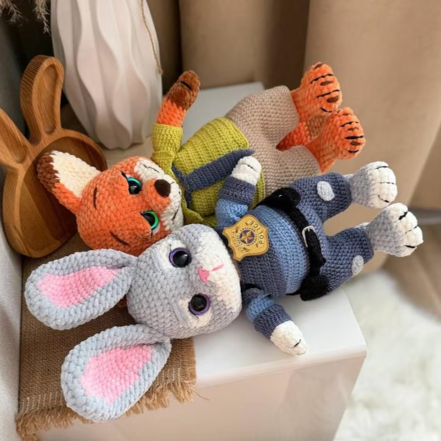 Crochet Judy Police Bunny Amigurumi Pattern (2-in-1 with Nick Fox)