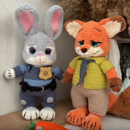 Crochet Judy Police Bunny Amigurumi Pattern (2-in-1 with Nick Fox)