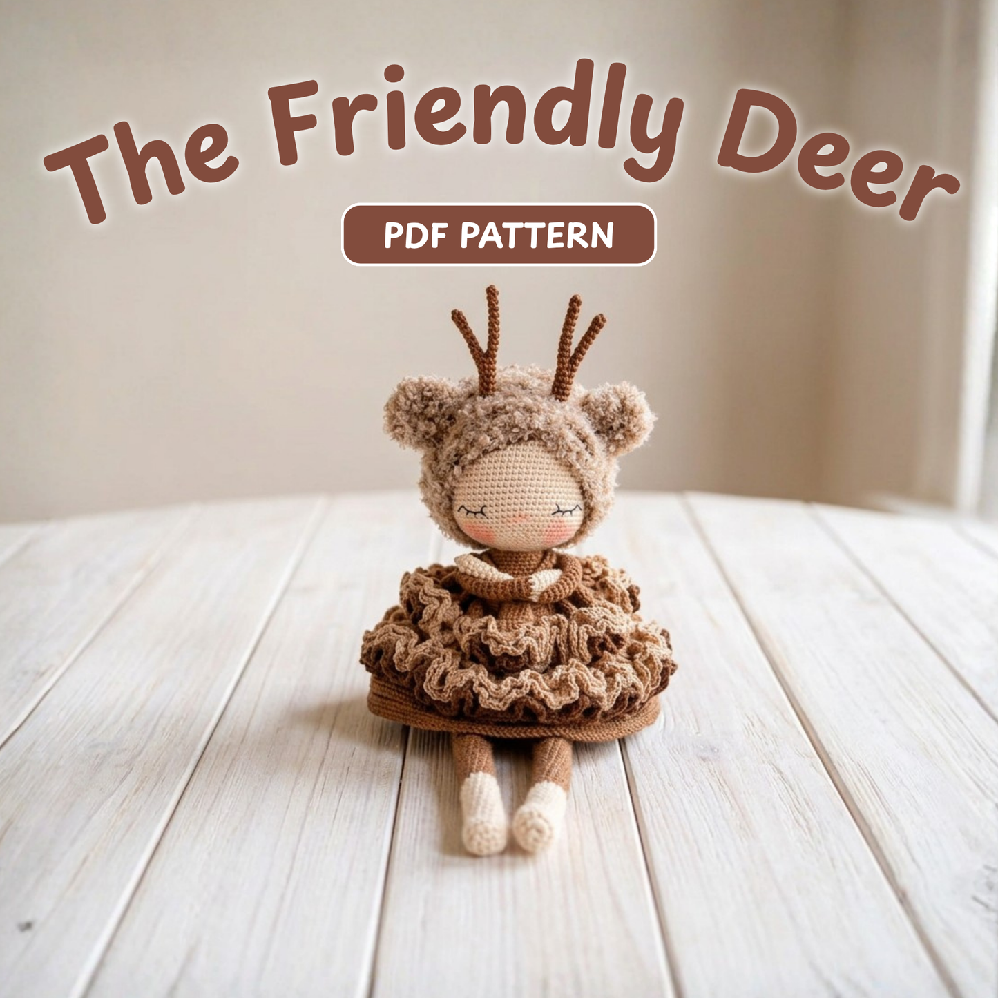 Crochet Friendly Deer Pattern (31 cm Doll)