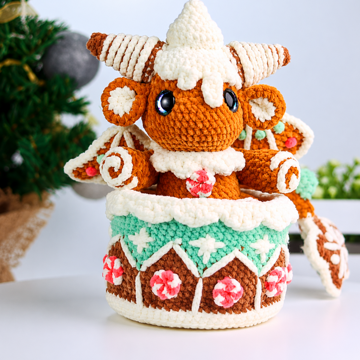 Gingerbread Dragon Amigurumi Crochet Pattern