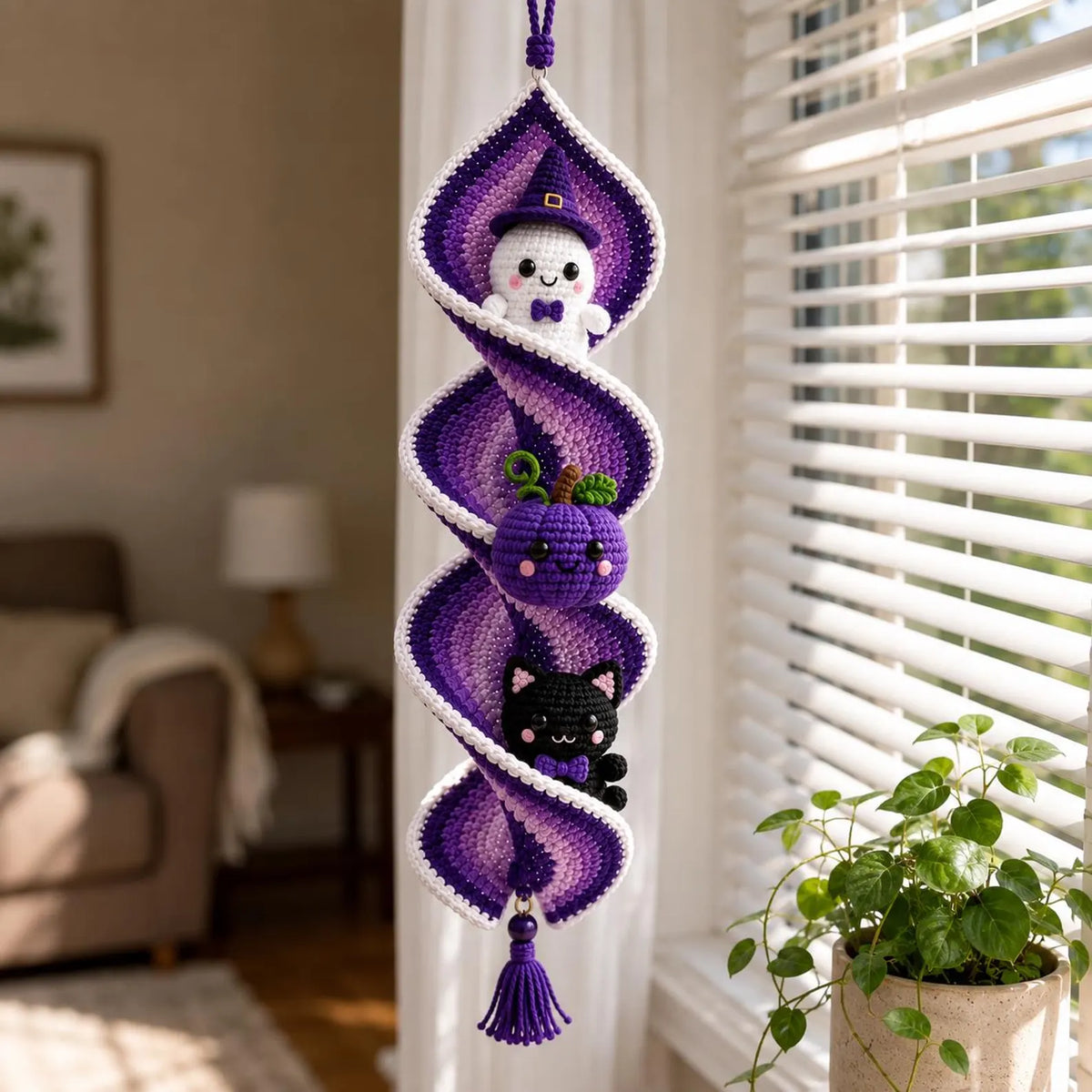 Halloween Spiral Wind Spinner Crochet Pattern