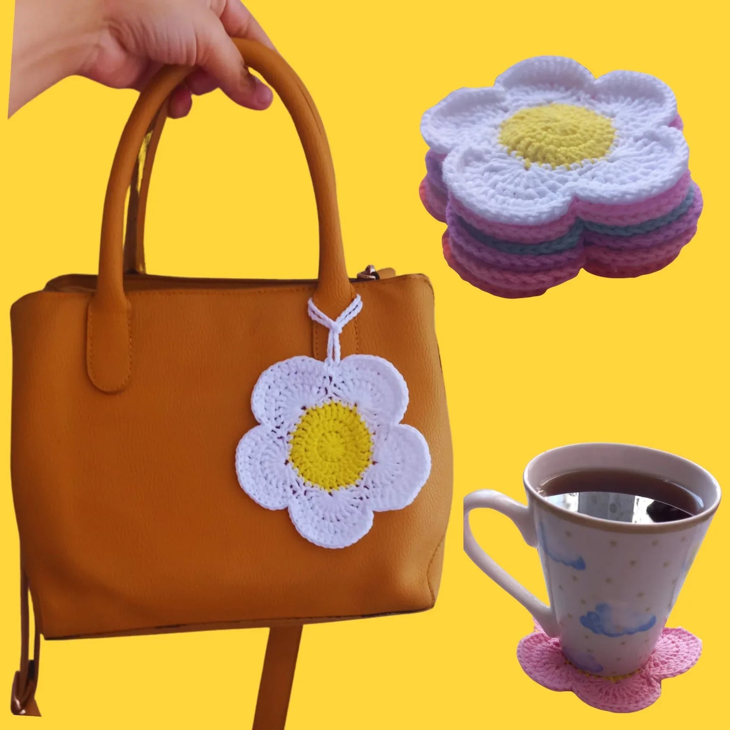 8 in 1 Daisy Flower Coaster Crochet Pattern