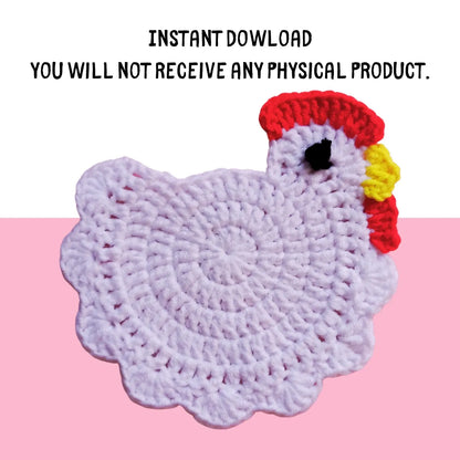 Santa Claus & Chicken Crochet Coaster Patterns(2-in-1)