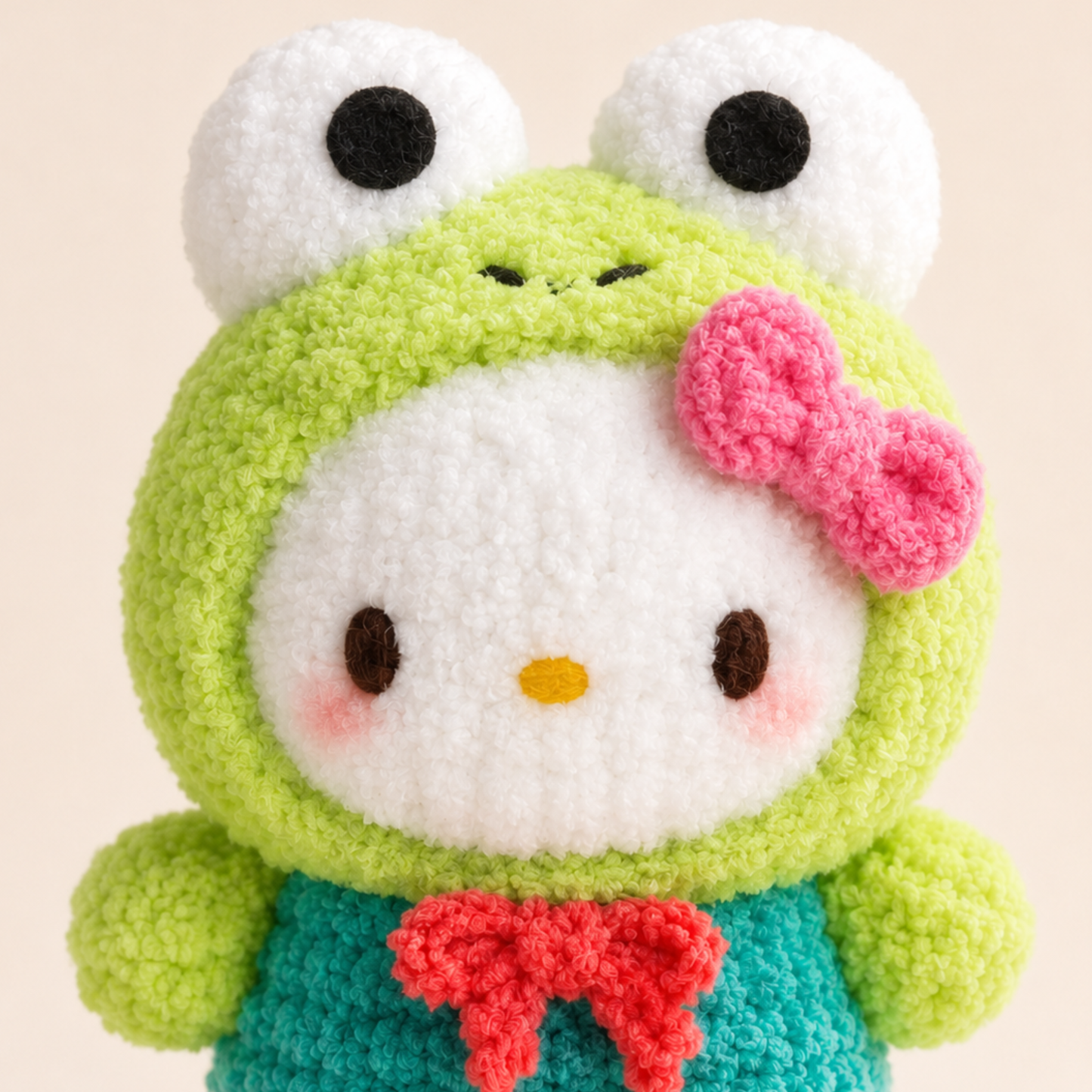 Crochet Kitty In Froggie Costume Pattern (Includes Cat Ears)