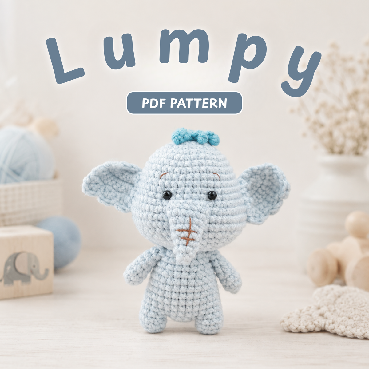 Lumpy Elephant Amigurumi Crochet Pattern