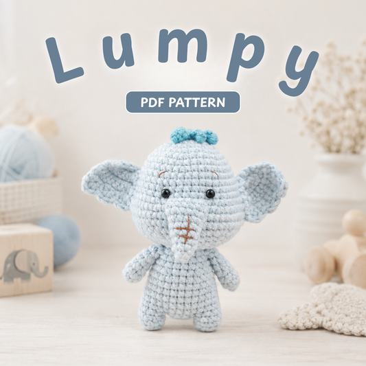 Lumpy Elephant Amigurumi Crochet Pattern