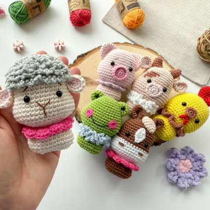 Crochet Mini Farm Friends Pattern (Frog, Chick, Sheep, Pig, Horse, Cow)