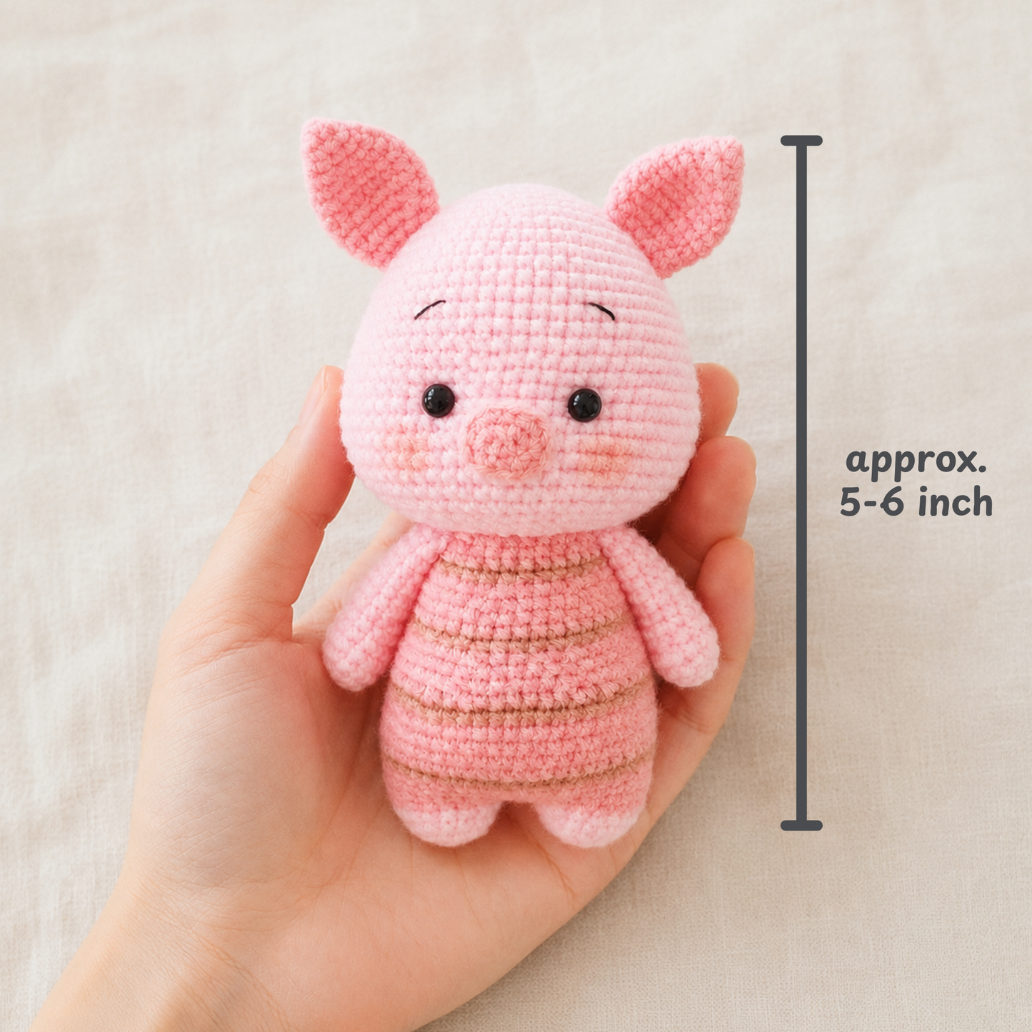 Crochet Piglet Amigurumi Pattern (Mini Stuffed Pig with Striped Jumper, 3-4 inches)