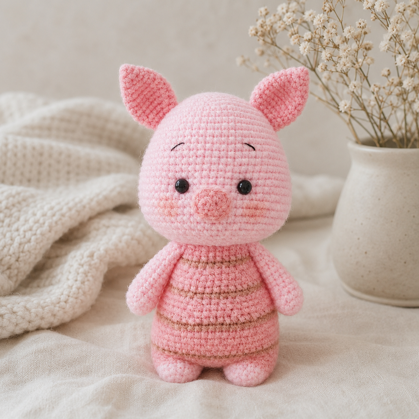 Crochet Piglet Amigurumi Pattern (Mini Stuffed Pig with Striped Jumper, 3-4 inches)