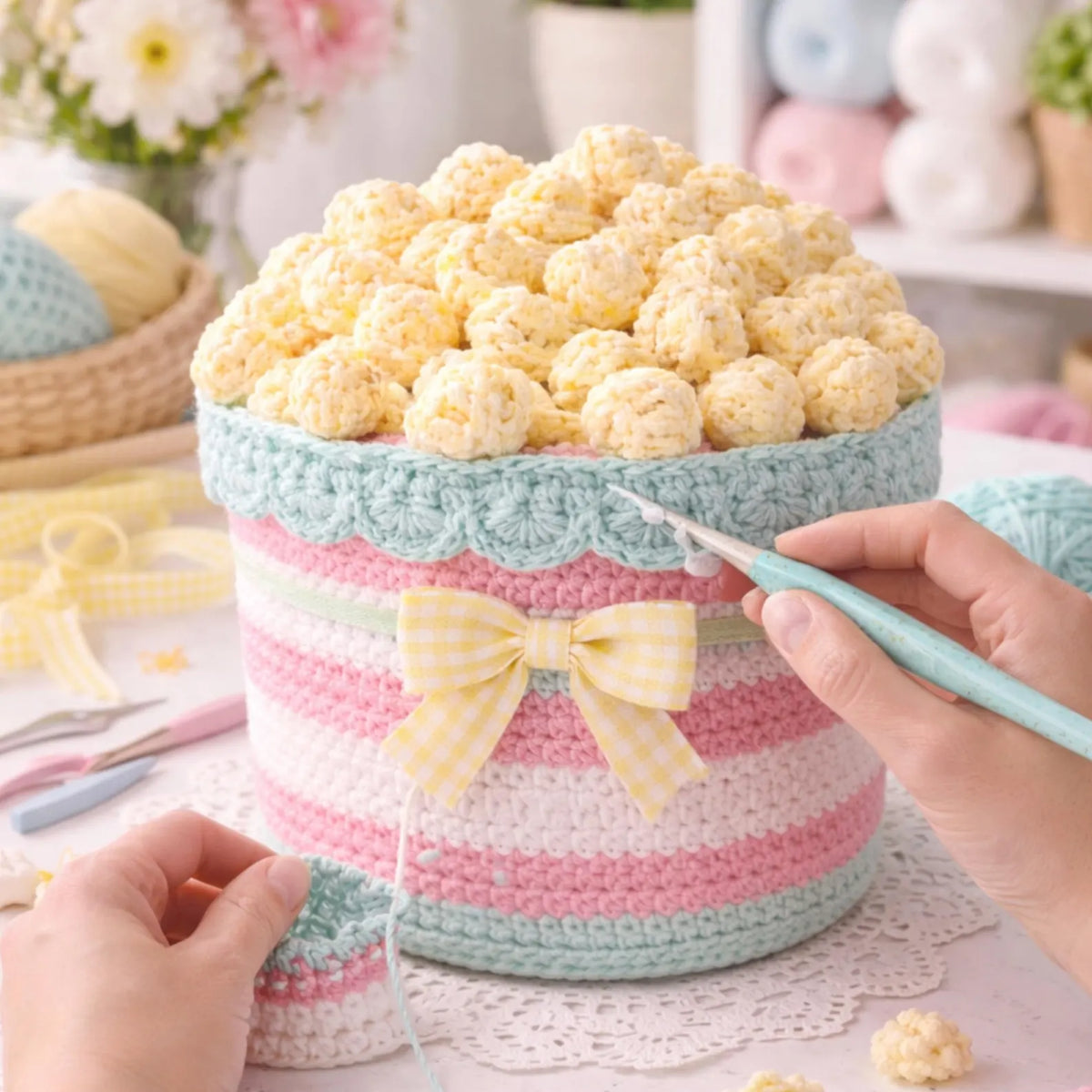 Popcorn Bucket Crochet Pattern