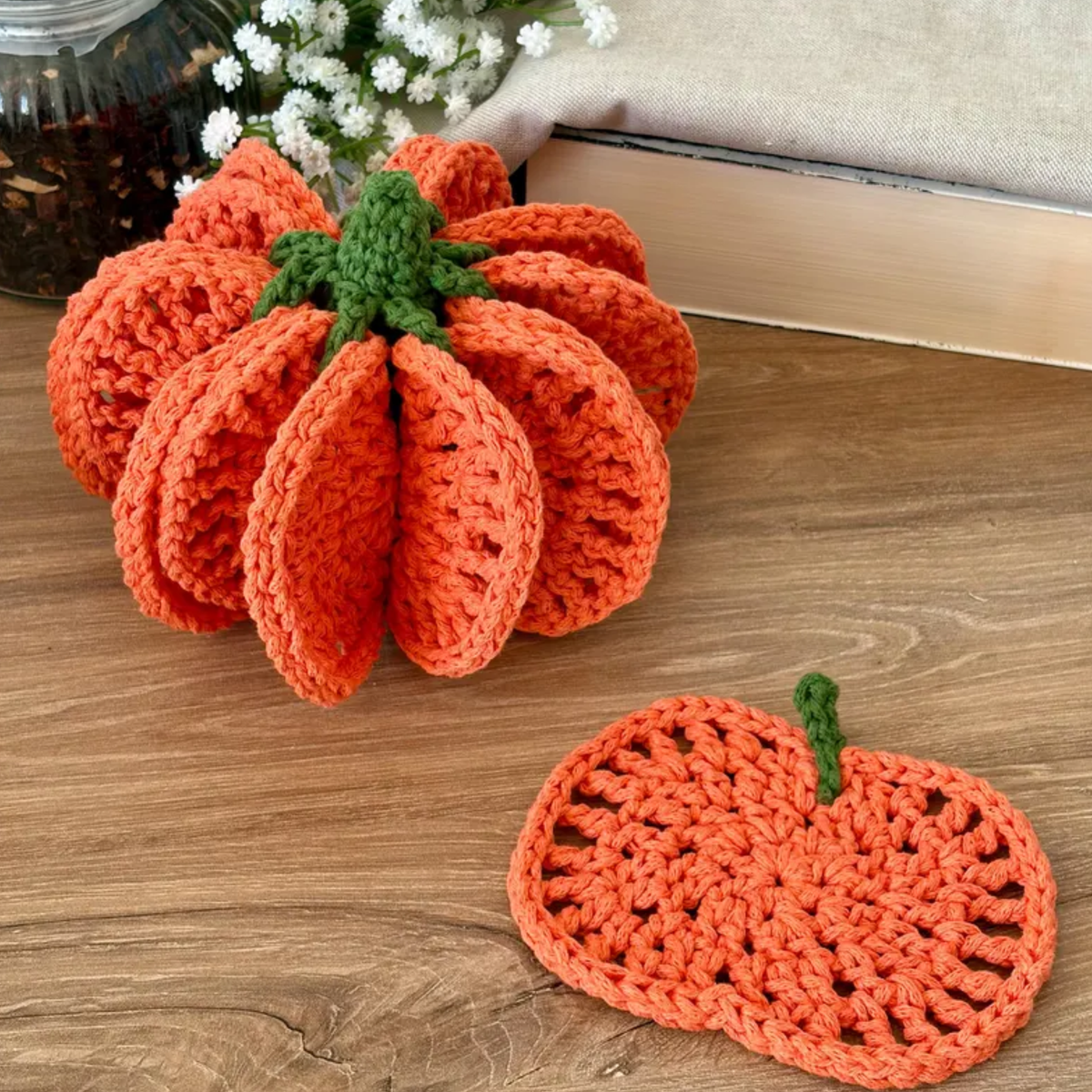 Pumpkin Coaster Set Crochet Pattern