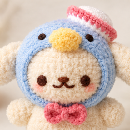 Crochet Puppy in Penguin Costume Pattern (Includes Sailor Hat, Beret & Cat Ears Variations)