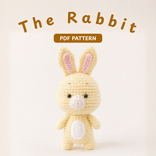 Crochet Rabbit Amigurumi Pattern (Mini Stuffed Bunny with Layered Ears and Belly Plate, 3-4 inches)