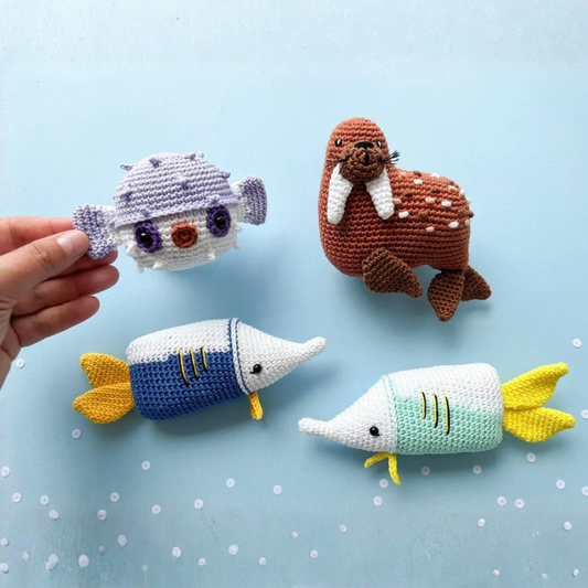 Sea Animals Orca · Puffer Fish · Sailfish · Walrus · Seal · Crab Amigurumi Crochet Pattern