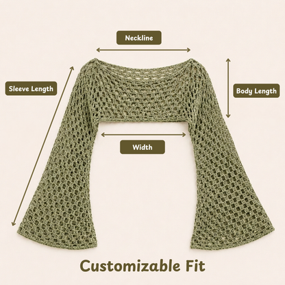 Mesh Sleeve Shrug Top Crochet Pattern