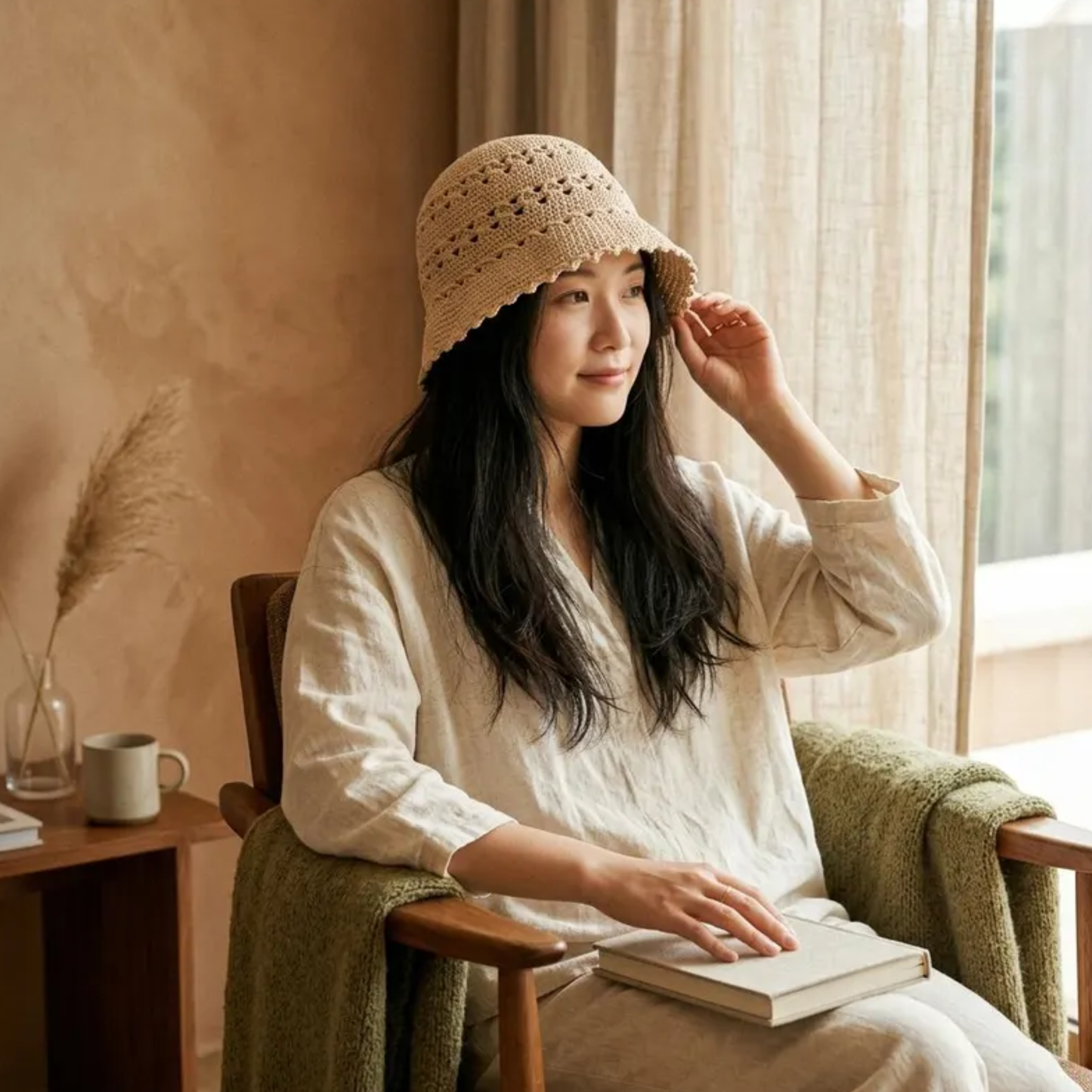 Crossed Lace Sun Summer Hat Crochet Pattern